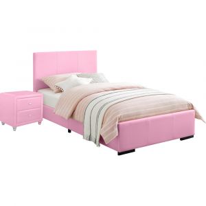 Camden Isle - Hindes Upholstered Platform Bed, Pink, Full with 1 Nightstand - 86956