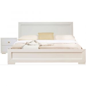 Camden Isle - Trent Wooden Platform Bed in White, Full with 1 Nightstand - 312431
