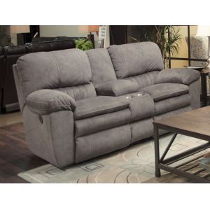 Catnapper - Reyes Graphite Power Lay Flat Reclining Console Loveseat w/Storage & Cupholders - 62409