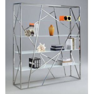 Chintaly - Art Deco Bookshelf w/ 4 Starphire Glass Shelves - 74104-BKS