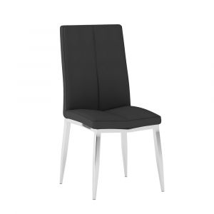 Chintaly - Abigail Side Chair W/ Chrome Legs in Black PU (Set of 4) - ABIGAIL-SC-BLK