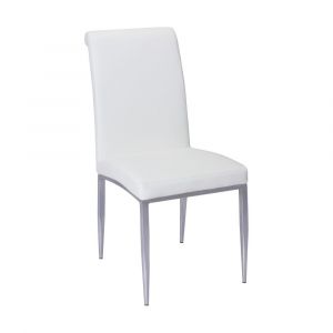 Chintaly - Alexis Rolled Back Side Chair in White PU (Set of 4) - ALEXIS-SC-WHT