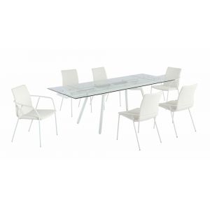 Chintaly - Alicia Contemporary Dining Set with Extendable Glass Table with 4 Side Chairs and 2 Arm Chairs - ALICIA-7PC
