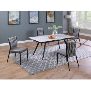 Chintaly - Amanda Contemporary Dining Set w/ Extendable Glass Table & Chairs - AMANDA-5PC