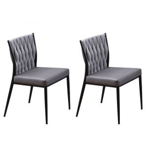 Chintaly - Amanda Contemporary Side Chair w/ Weave Back - (Set of 2) - AMANDA-SC-GRY