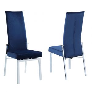 Chintaly - Anabel Contemporary Motion Back Side Chair w/ Chrome Frame (Set of 2) - ANABEL-SC-BLU-FAB