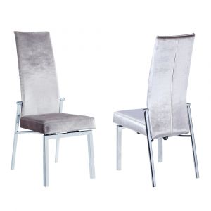 Chintaly - Anabel Contemporary Motion Back Side Chair w/ Chrome Frame - (Set of 2) - ANABEL-SC-GRY-FAB