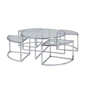Chintaly - Ariel Contemporary 5-Piece Nesting Glass Cocktail Table Set - ARIEL-CT-NST