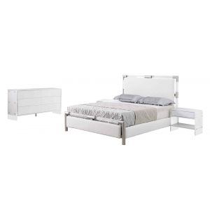 Chintaly - Barcelona - Acrylic Bedroom Set w/ King Bed, Buffet & Lamp Table - BARCELONA-KG-3PC