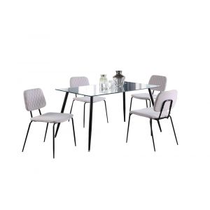 Chintaly - Bertha Contemporary Dining Set w/ Rectangular Glass Table & 4 Chairs - BERTHA-5PC