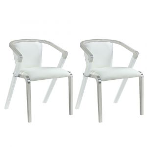 Chintaly - Bruna Modern Arm Chair w/ Steel & Solid Acrylic Frame - (Set of 2) - BRUNA-AC-WHT