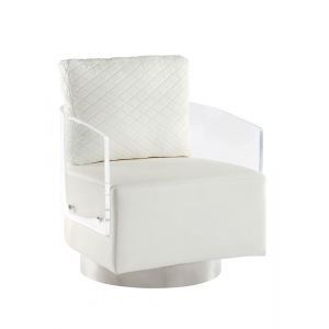 Chintaly - Ciara Contemporary Acrylic Back Swiveling Accent Chair - CIARA-ACC-WHT