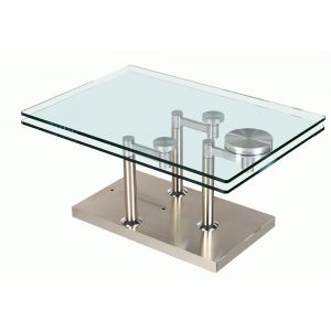 Chintaly - Cocktail Table With Two Rectangular Motion Clear Glass Tops - 8164-CT