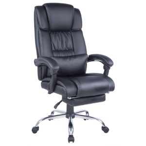Chintaly - Computer Chair With Extendable Footrest In Black And Chrome - 7200-CCH-BLK