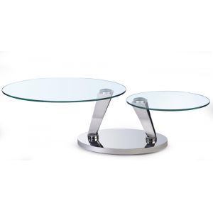 Chintaly - Contemporary Dual Glass Top Motion Cocktail Table - 8045-CT