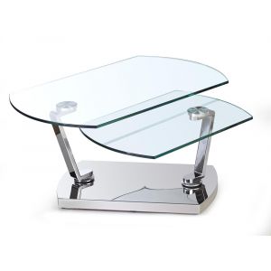 Chintaly - Contemporary Glass Top Motion Cocktail Table - 8062-CT