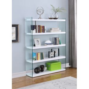 Chintaly - Contemporary Gloss White & Glass Book Case - 74101-BKS