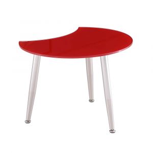 Chintaly - Contemporary Shaped-Top Glass Cocktail Table - 8072-CT-RED