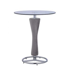 Chintaly - Daniella Contemporary Round Glass Pub Table w/ Upholstered Pedestal - DANIELLA-PUB