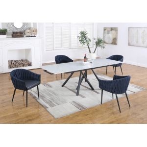 Chintaly - Dina Modern Dining Set w/ Extendable Glass Table & Weave-Back Chairs - DINA-5PC