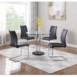 Chintaly - Dining Set w/ Glass Top Bistro Table & 4 Cantilever Side Chairs - T-311-JANE-5PC-BLK