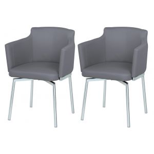 Chintaly - Dusty Club Style Swivel Arm Chair Kd Gray (Set of 2) - DUSTY-AC-GRY-KD