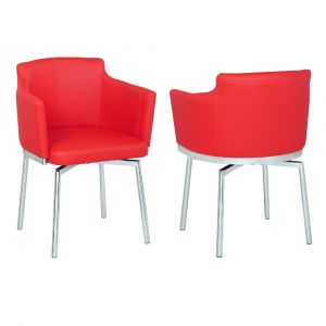 Chintaly - Dusty Club Style Swivel Arm Chair Kd Red - (Set of 2) - DUSTY-AC-RED-KD