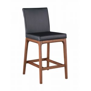 Chintaly - Emma - Modern Low-back Counter Stool w/ Solid Wood Base - EMMA-CS-WAL-BLK