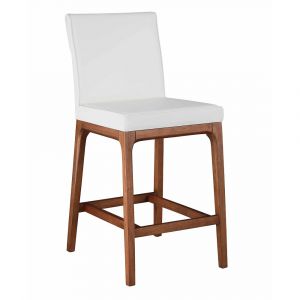 Chintaly - Emma - Modern Low-back Counter Stool w/ Solid Wood Base - EMMA-CS-WAL-WHT