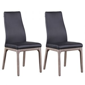 Chintaly - Esther Modern Contour Back Upholstered Side Chair w/ Solid Wood Base - (Set of 2) - ROSARIO-SC-GRY-BLK