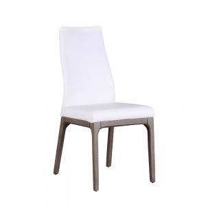 Chintaly - Esther Modern Contour Back Upholstered Side Chair w/ Solid Wood Base - (Set of 2) - ROSARIO-SC-GRY-WHT