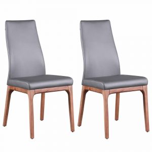 Chintaly - Esther Modern Contour Back Upholstered Side Chair w/ Solid Wood Base - (Set of 2) - ROSARIO-SC-WAL-GRY