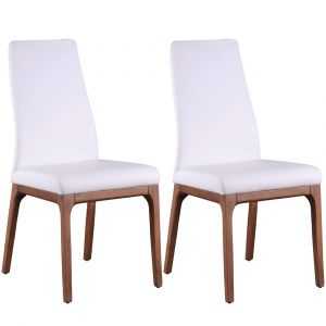 Chintaly - Esther Modern Contour Back Upholstered Side Chair w/ Solid Wood Base - (Set of 2) - ROSARIO-SC-WAL-WHT