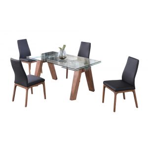 Chintaly - Esther Modern Dining Set w/ Extendable Glass Table & 2-Tone Chairs - ESTHER-ROSARIO-WAL-5PC-BLK