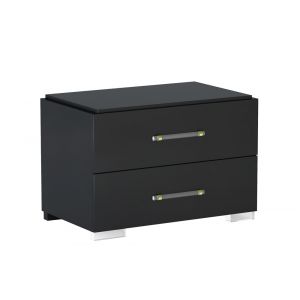 Chintaly - Florence Modern 2-Drawer Gloss Black Night Stand - FLORENCE-NS