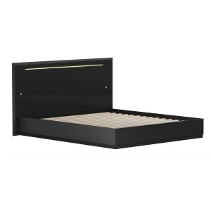Chintaly - Florence Modern Gloss Black King Bed w/ LED Lighting - FLORENCE-KG-BED
