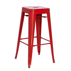 Chintaly - Galvanized Steel Bar Stool Red(Set of 4) - 8015-BS-RED