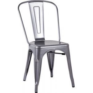 Chintaly - Galvanized Steel Side Chair Gun Metal(Set of 4) - 8022-SC-GUN