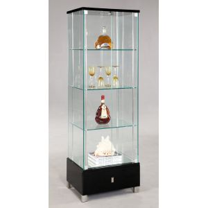 Chintaly - Glass Curio in Black - 6628-CUR-BLK