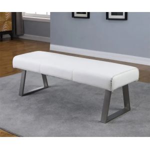 Chintaly - Gwen - Contemporary Upholstered Bench w/ Highlight Stitching - GWEN-BCH-WHT