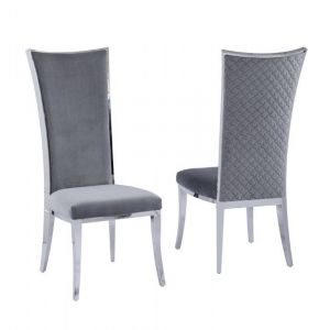 Chintaly - Isabel Diamond Stitched High Back Side Chair - (Set of 2) - ISABEL-SC-GRY-POL