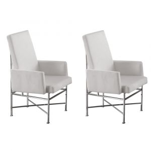 Chintaly - Kendall Contemporary Arm Chair w/ Steel Frame - (Set of 2) - KENDALL-AC-CRM