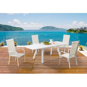 Chintaly - Malibu 5 Pieces Dining Set Extension Table With 4 High Back Chairs - MALIBU-EXT-HB-5PC