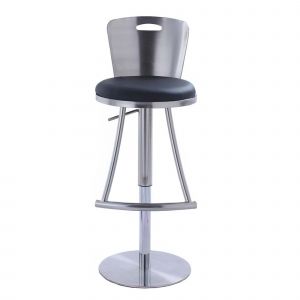 Chintaly - Metal Back Adjustable Height Stool in Black PU - 0406-AS