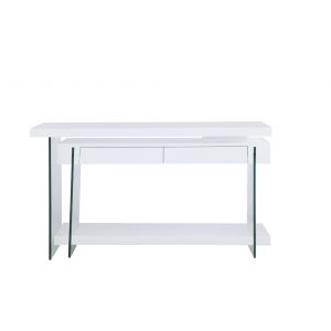 Chintaly - Modern Rotatable Glass & Wooden Desk w/ Drawers & Shelf - 6920-DSK