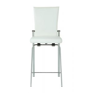 Chintaly - Molly Contemporary Motion Back Bar Stool w/ Chrome Frame - MOLLY-BS-WHT-CHM