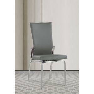 Chintaly - Molly Contemporary Motion-Back Side Chair w/ Brushed Steel Frame - (Set of 2) - MOLLY-SC-GRY-BSH