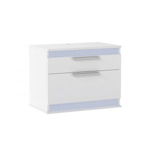 Chintaly - Moscow Modern Gloss White 2-Drawer Night Stand - MOSCOW-NS
