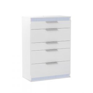Chintaly - Moscow Modern Gloss White 5-Drawer Bedroom Chest - MOSCOW-CHT