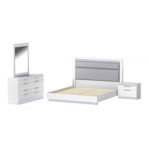 Chintaly - Moscow Modern High Gloss White 4 pc. Queen Bedroom Set w/ LED Lighting - MOSCOW-QUEEN-4PC